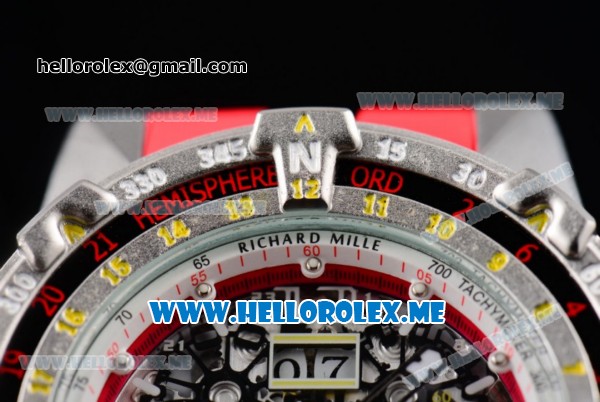 Richard Mille RM 60-01 Asia 2813 Automatic Steel Case with Skeleton Dial and Red Rubber Strap Dot/Arabic Numeral Markers (EF) - Click Image to Close